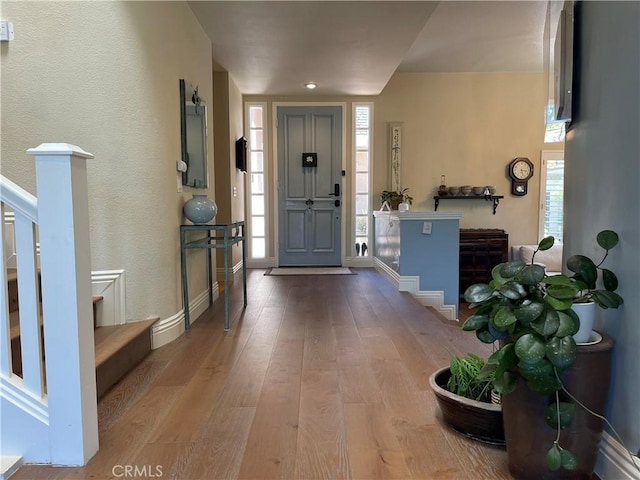 entrance foyer featuring light hardwood / wood-style flooring and a healthy amount of sunlight