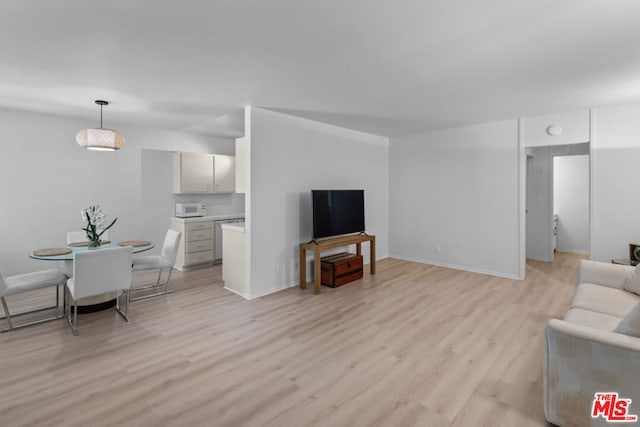 living room featuring light wood-type flooring