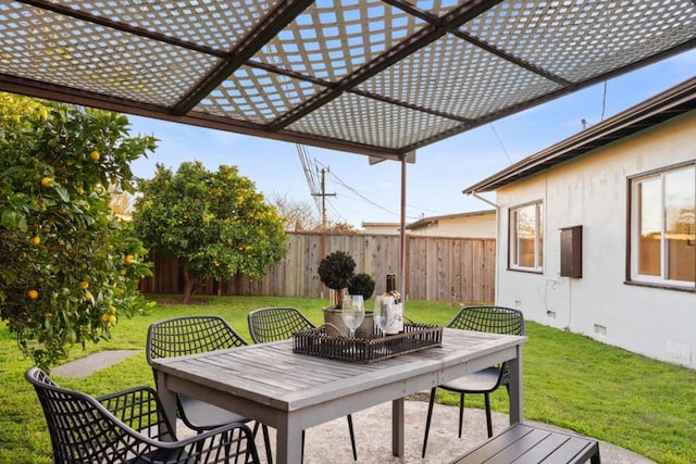 deck with a lawn and a patio area