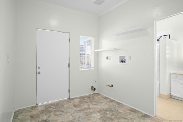 clothes washing area featuring gas dryer hookup and hookup for a washing machine