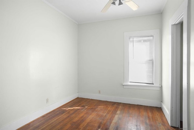 unfurnished room with ceiling fan and dark hardwood / wood-style floors