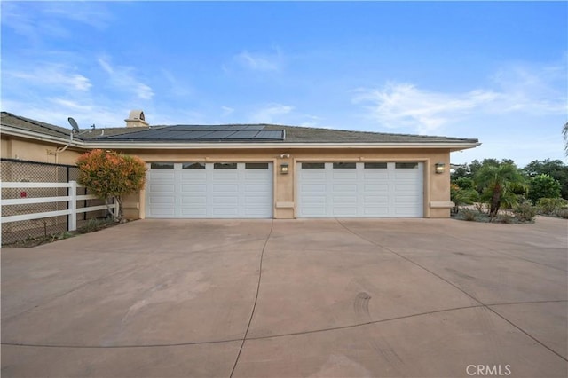 garage with solar panels