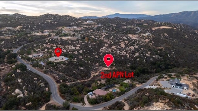 birds eye view of property featuring a mountain view