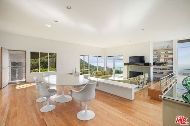 dining space featuring light hardwood / wood-style flooring