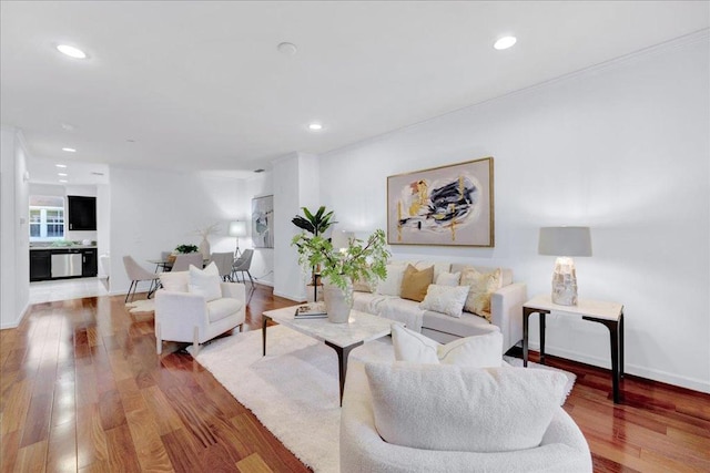 living room with light wood-type flooring