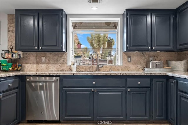 kitchen with sink, decorative backsplash, and dishwasher