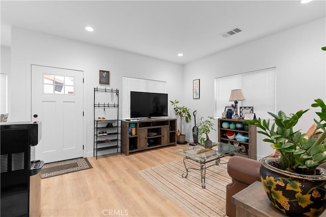 living room featuring light hardwood / wood-style floors