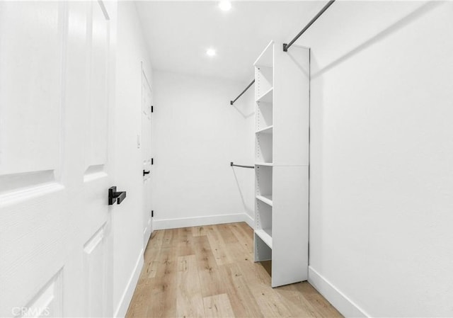 spacious closet featuring light wood-style floors