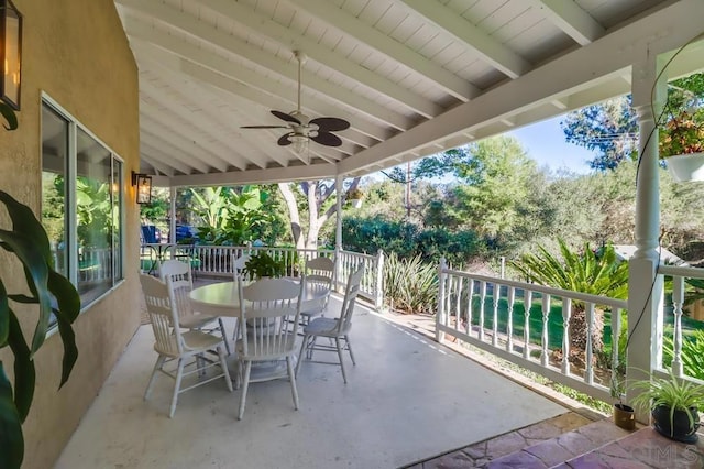 view of patio with ceiling fan