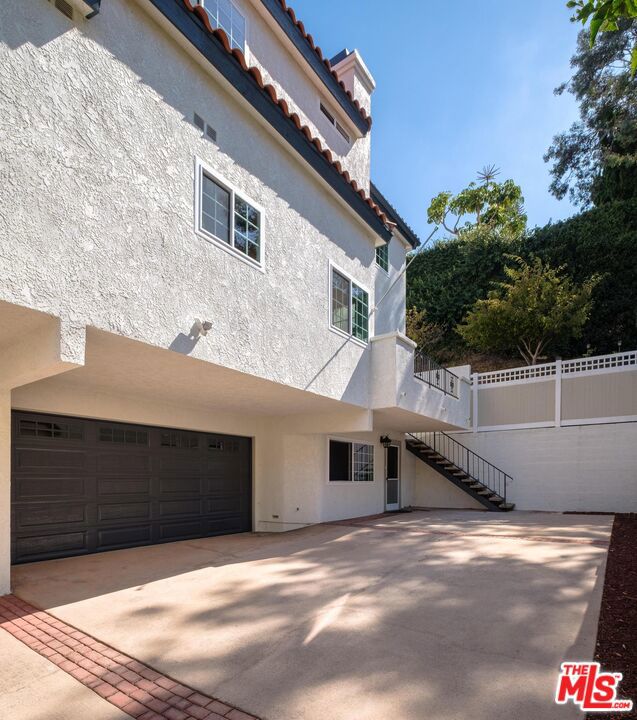 exterior space featuring a garage