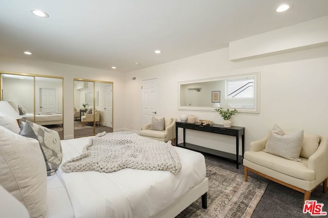 bedroom featuring multiple closets