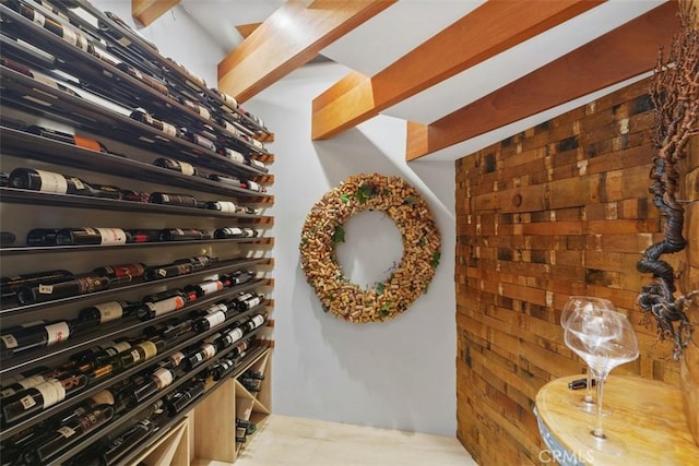 wine cellar with beam ceiling