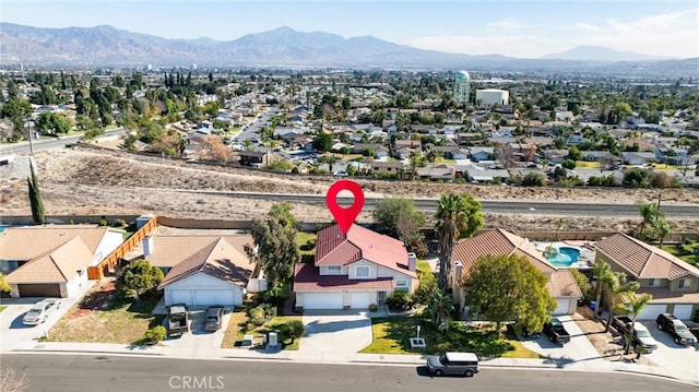 drone / aerial view with a mountain view