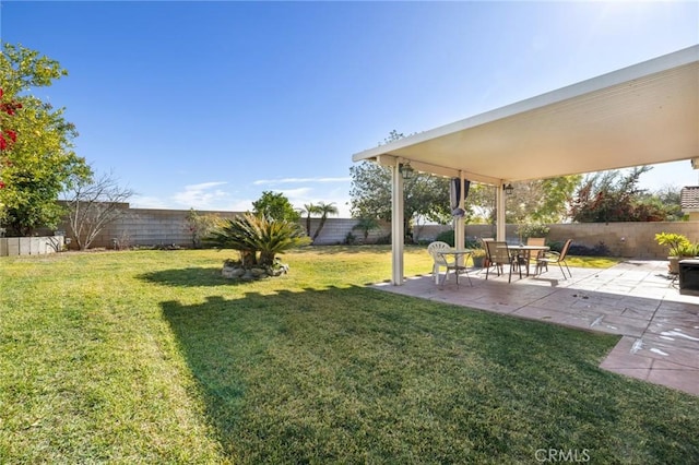 view of yard with a patio area