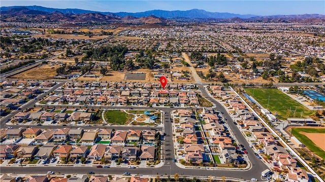 bird's eye view featuring a mountain view