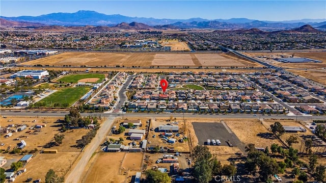 bird's eye view with a mountain view