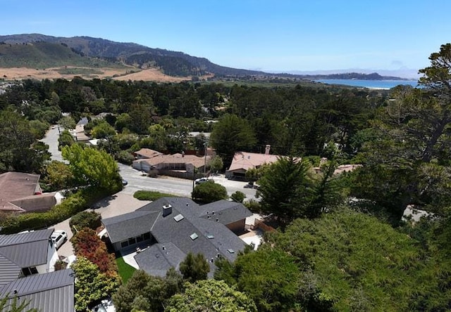 bird's eye view with a mountain view