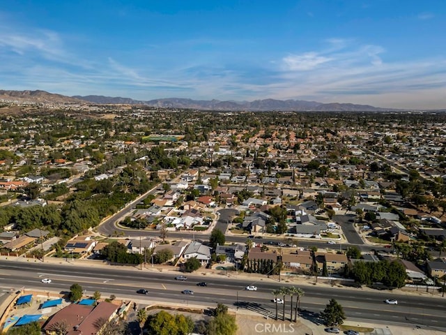 bird's eye view with a mountain view