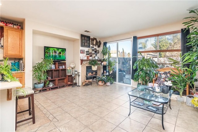 view of tiled living room