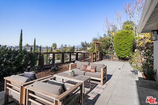 view of patio featuring outdoor lounge area