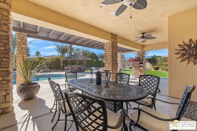 view of patio / terrace with ceiling fan