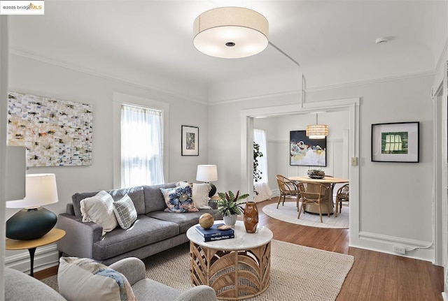 living room featuring hardwood / wood-style floors