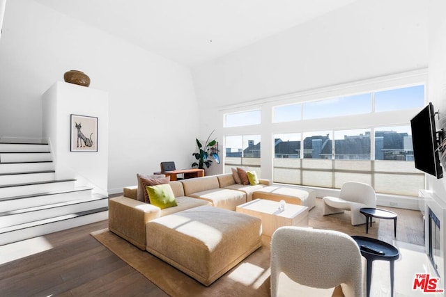 living room featuring plenty of natural light and wood-type flooring