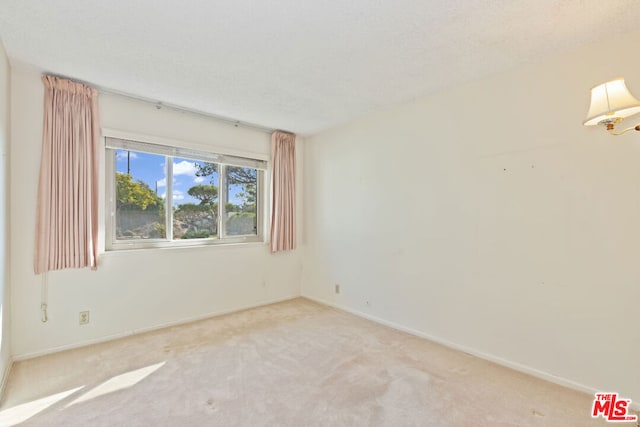 carpeted spare room with a textured ceiling