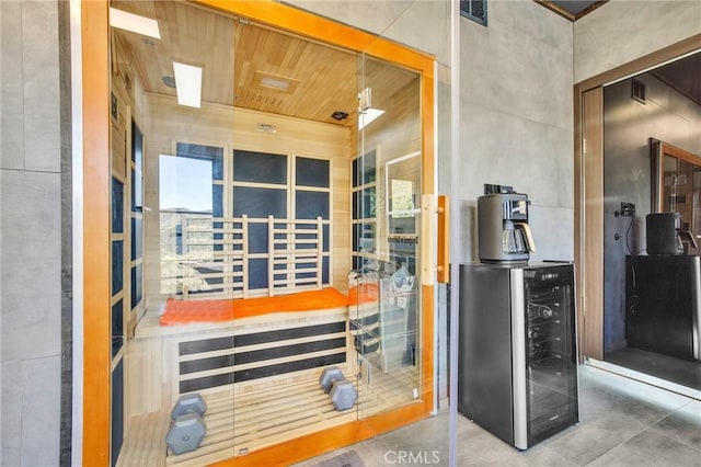 view of sauna / steam room with concrete floors