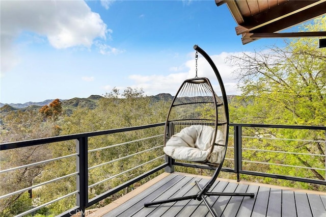 deck with a mountain view