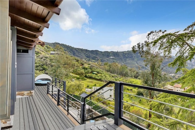 deck featuring a mountain view