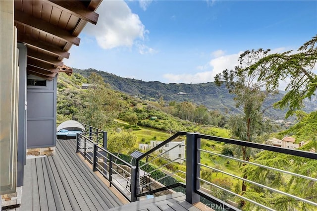 deck featuring a mountain view