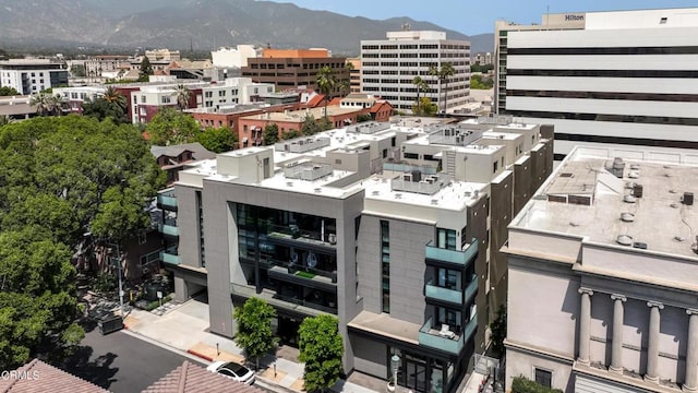 aerial view with a mountain view