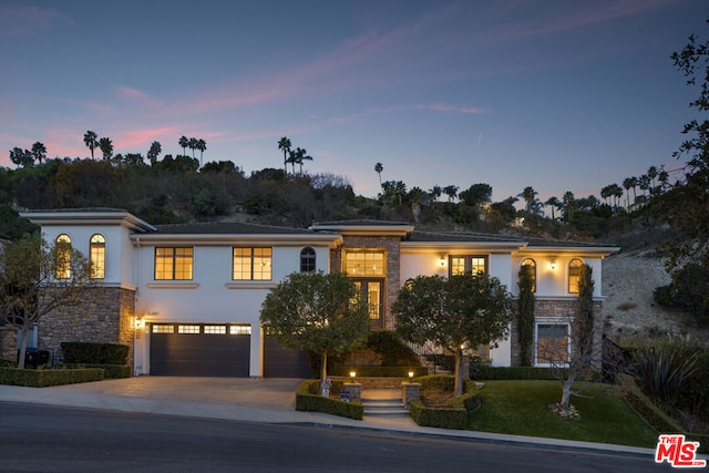 view of front of house with a garage