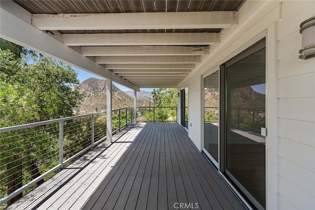 deck with a mountain view