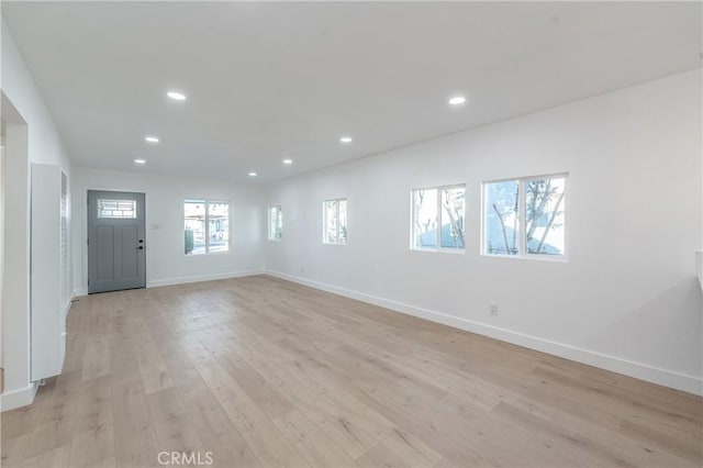 interior space with light hardwood / wood-style floors