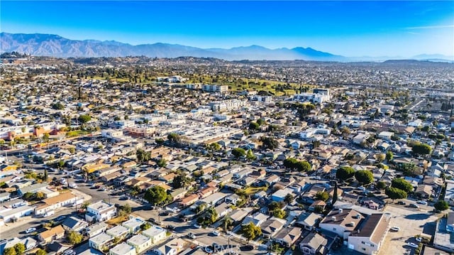 bird's eye view with a mountain view