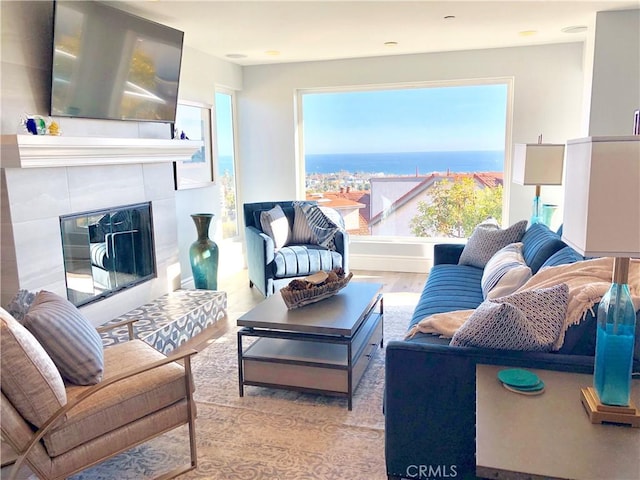 24400 Alta Vista Dr, Dana Point, CA 92629 - living area featuring wood finished floors and a tile fireplace