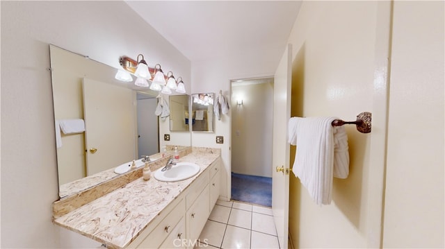 bathroom with vanity and tile patterned floors