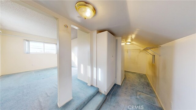 additional living space featuring lofted ceiling and light colored carpet