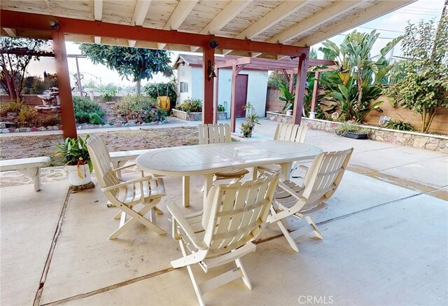 view of patio / terrace featuring a pergola