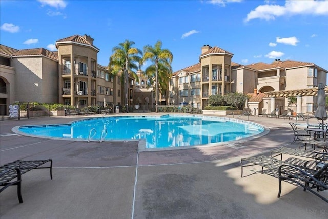 view of pool featuring a patio