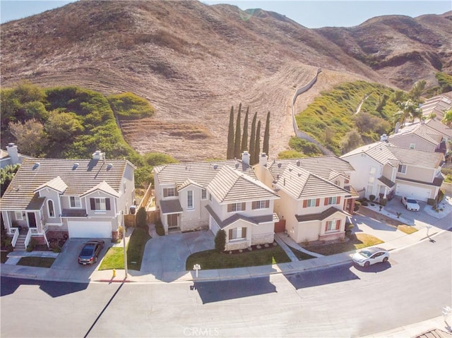 bird's eye view with a mountain view