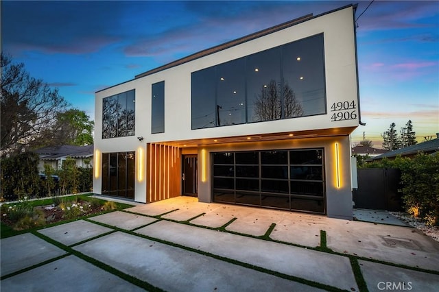 contemporary home with a garage