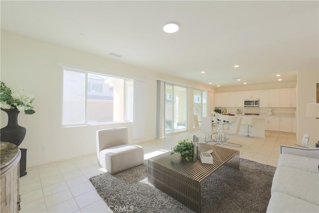 view of tiled living room