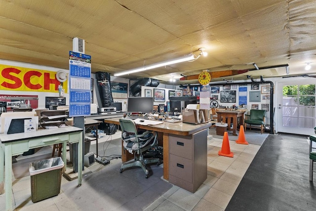 view of tiled home office