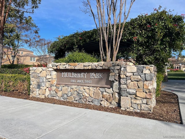 view of community sign