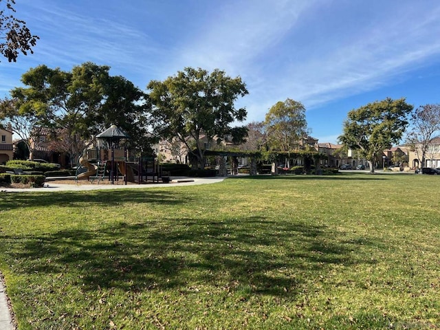 view of yard with a playground