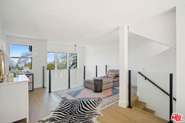 interior space with light hardwood / wood-style floors