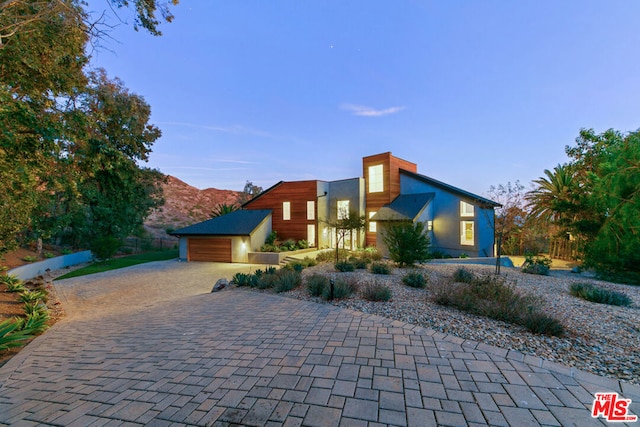 contemporary house with a mountain view